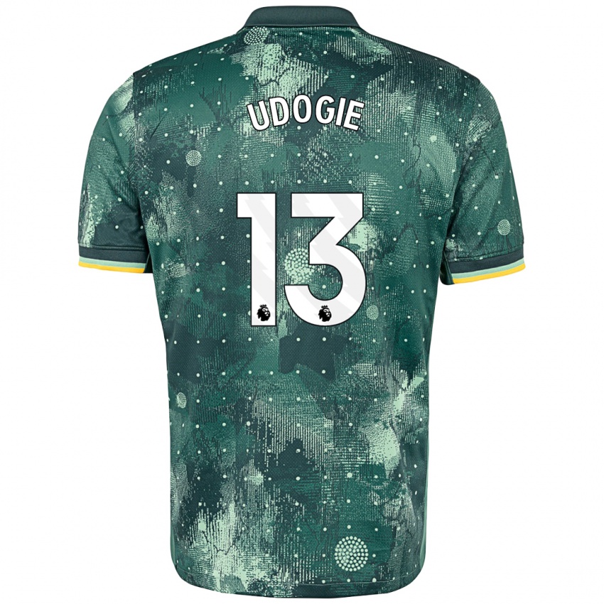 Niño Camiseta Destiny Udogie #13 Verde Menta Equipación Tercera 2024/25 La Camisa Chile