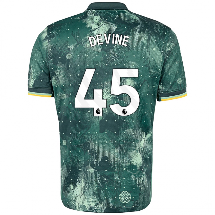 Niño Camiseta Alfie Devine #45 Verde Menta Equipación Tercera 2024/25 La Camisa Chile