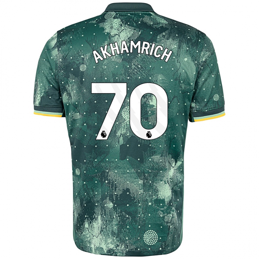 Niño Camiseta Yusuf Akhamrich #70 Verde Menta Equipación Tercera 2024/25 La Camisa Chile