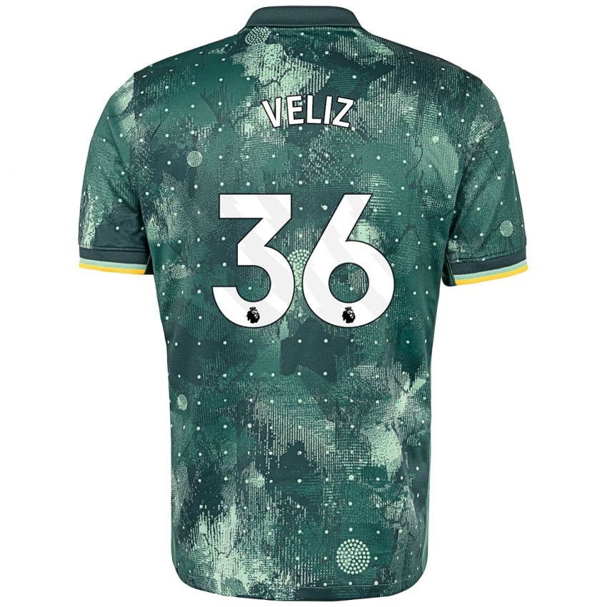 Niño Camiseta Alejo Véliz #36 Verde Menta Equipación Tercera 2024/25 La Camisa Chile