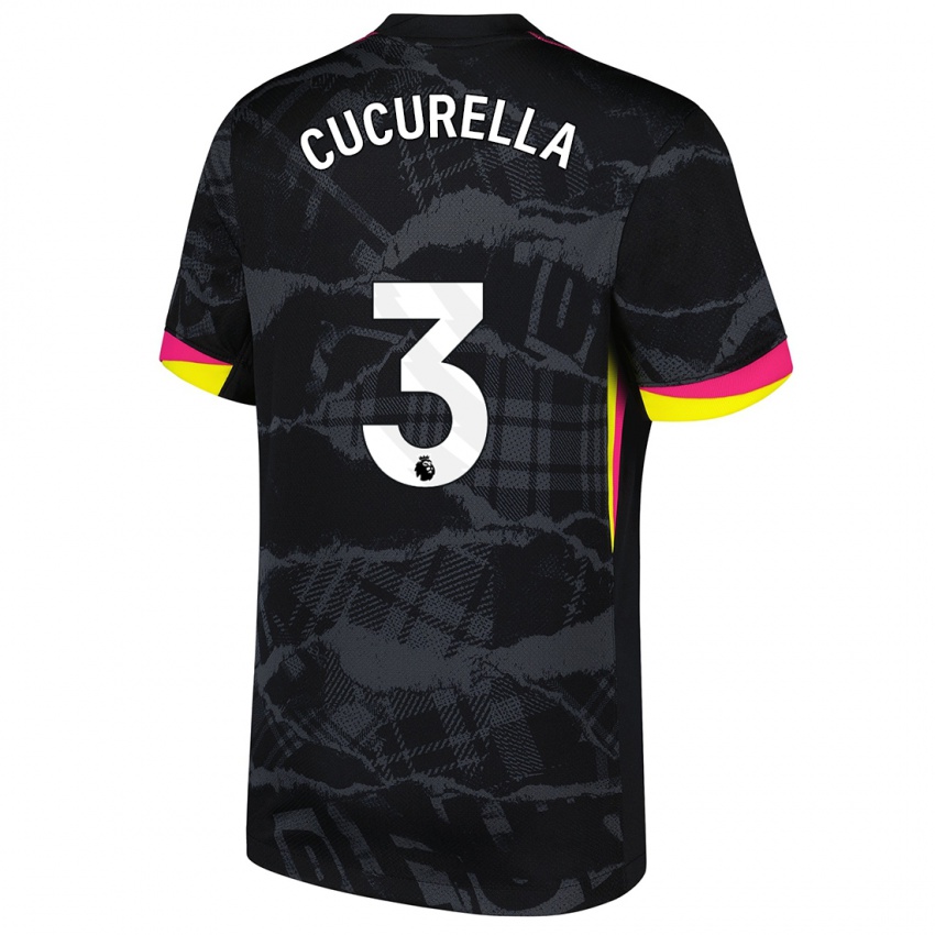 Niño Camiseta Marc Cucurella #3 Negro Rosa Equipación Tercera 2024/25 La Camisa Chile