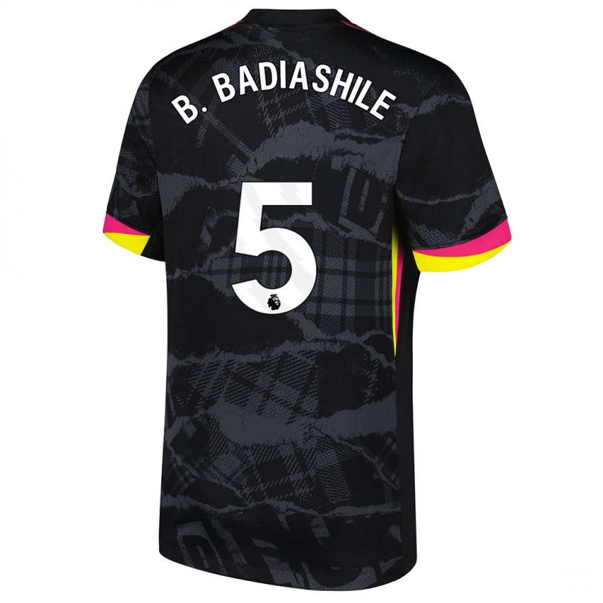 Niño Camiseta Benoît Badiashile #5 Negro Rosa Equipación Tercera 2024/25 La Camisa Chile