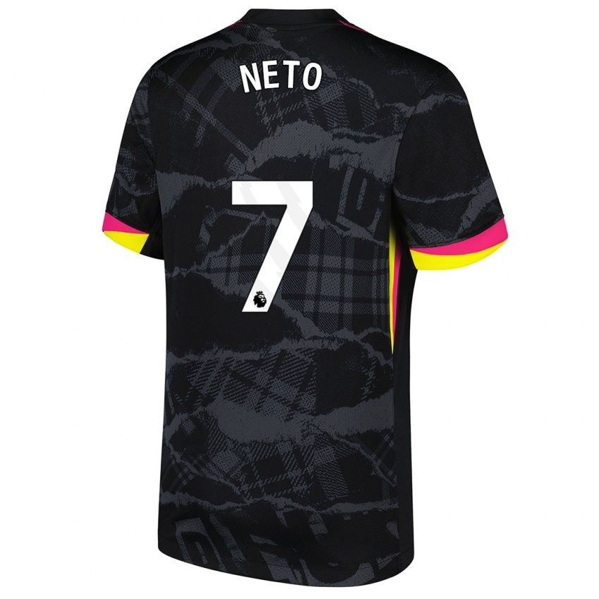 Niño Camiseta Pedro Neto #7 Negro Rosa Equipación Tercera 2024/25 La Camisa Chile