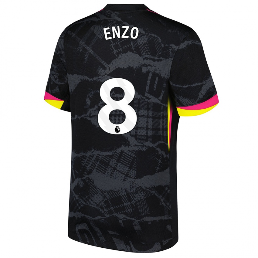 Niño Camiseta Enzo Fernández #8 Negro Rosa Equipación Tercera 2024/25 La Camisa Chile