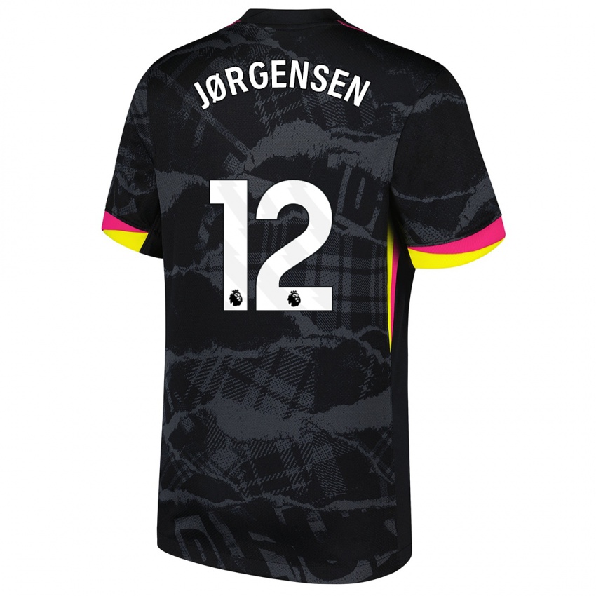 Niño Camiseta Filip Jørgensen #12 Negro Rosa Equipación Tercera 2024/25 La Camisa Chile