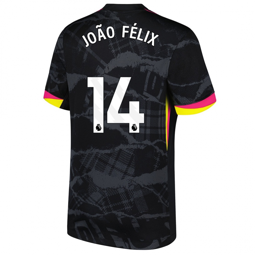 Niño Camiseta Joao Felix #14 Negro Rosa Equipación Tercera 2024/25 La Camisa Chile