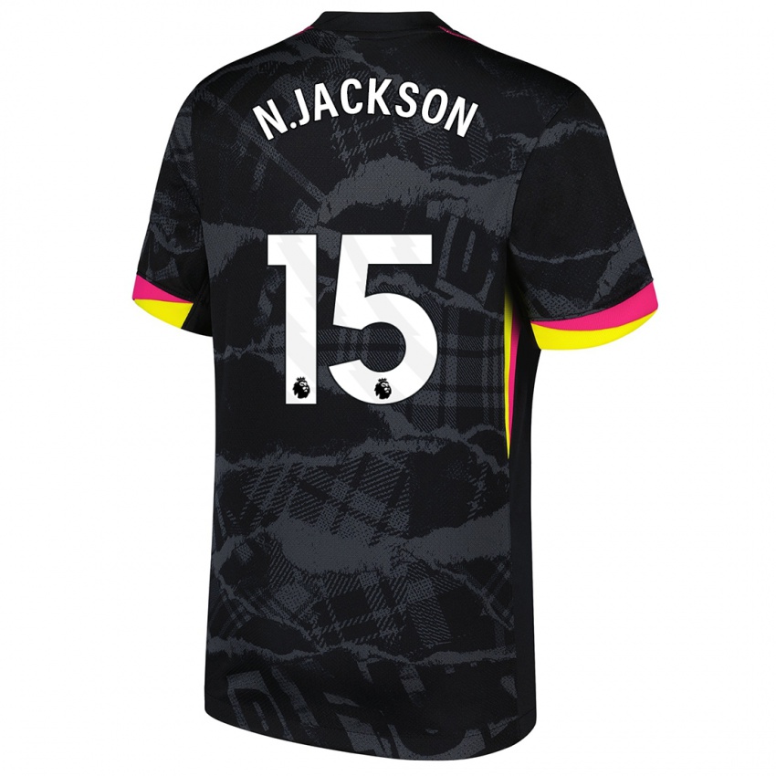 Niño Camiseta Nicolas Jackson #15 Negro Rosa Equipación Tercera 2024/25 La Camisa Chile