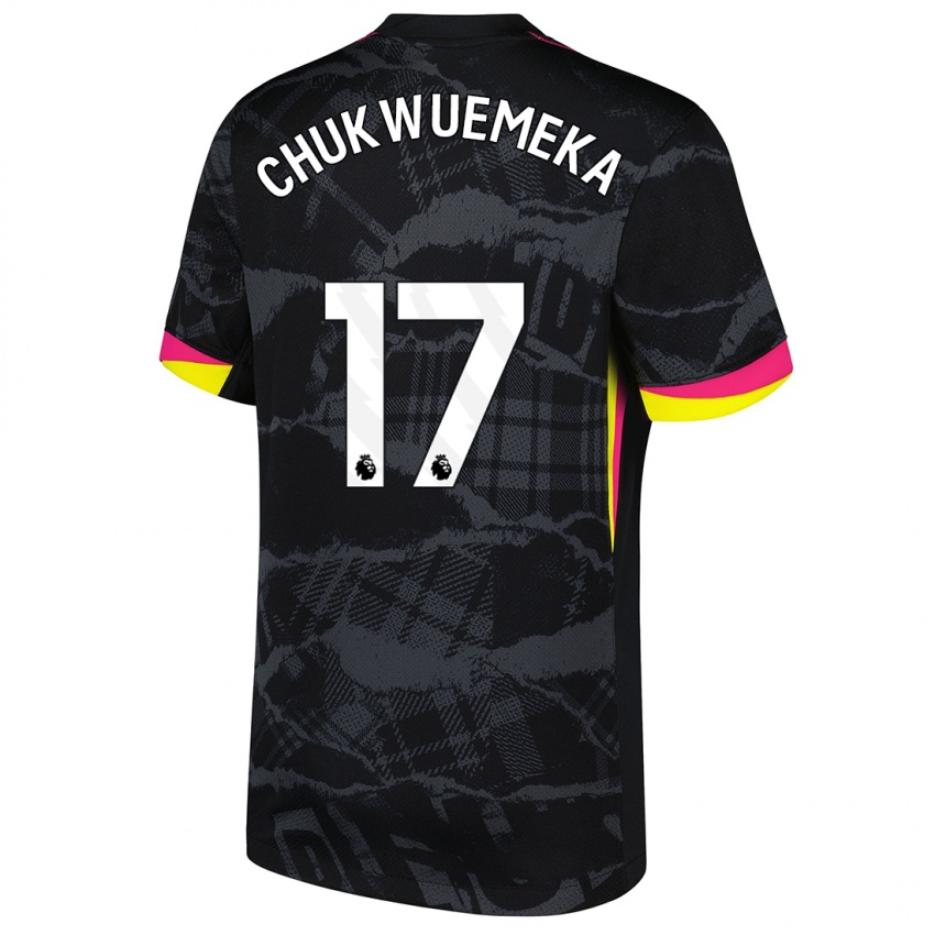 Niño Camiseta Carney Chukwuemeka #17 Negro Rosa Equipación Tercera 2024/25 La Camisa Chile