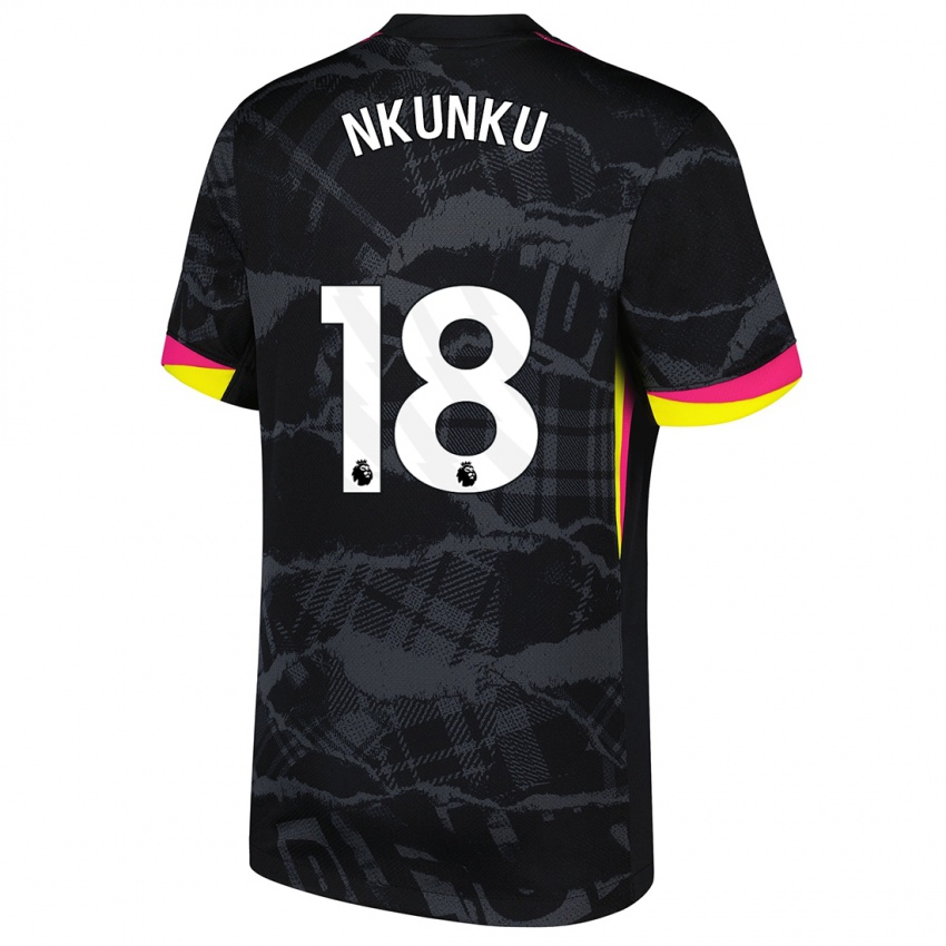 Niño Camiseta Christopher Nkunku #18 Negro Rosa Equipación Tercera 2024/25 La Camisa Chile