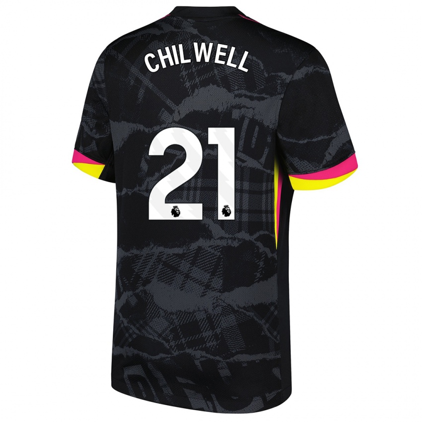 Niño Camiseta Ben Chilwell #21 Negro Rosa Equipación Tercera 2024/25 La Camisa Chile