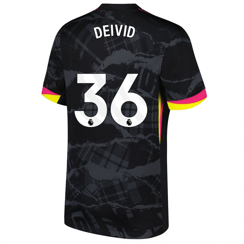 Niño Camiseta Deivid Washington #36 Negro Rosa Equipación Tercera 2024/25 La Camisa Chile