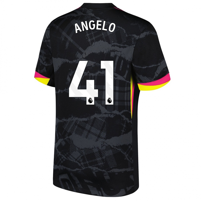 Niño Camiseta Ângelo #41 Negro Rosa Equipación Tercera 2024/25 La Camisa Chile