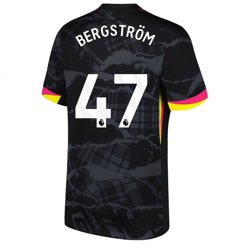 Niño Camiseta Lucas Bergström #47 Negro Rosa Equipación Tercera 2024/25 La Camisa Chile