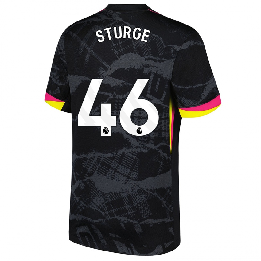 Niño Camiseta Zak Sturge #46 Negro Rosa Equipación Tercera 2024/25 La Camisa Chile