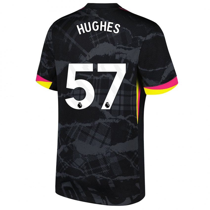 Niño Camiseta Brodi Hughes #57 Negro Rosa Equipación Tercera 2024/25 La Camisa Chile