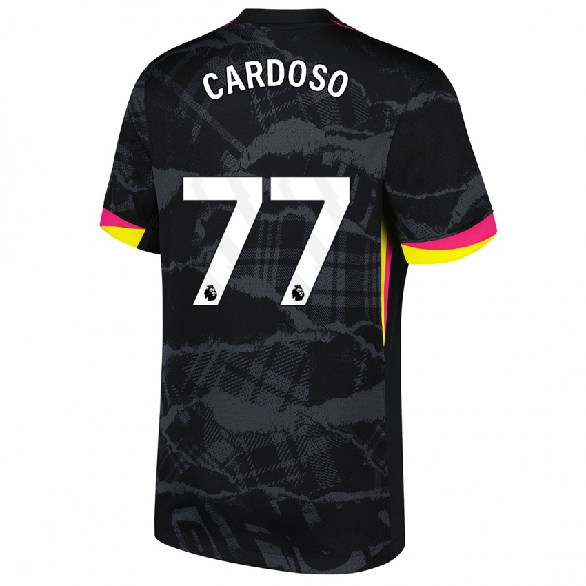 Niño Camiseta Leo Cardoso #77 Negro Rosa Equipación Tercera 2024/25 La Camisa Chile