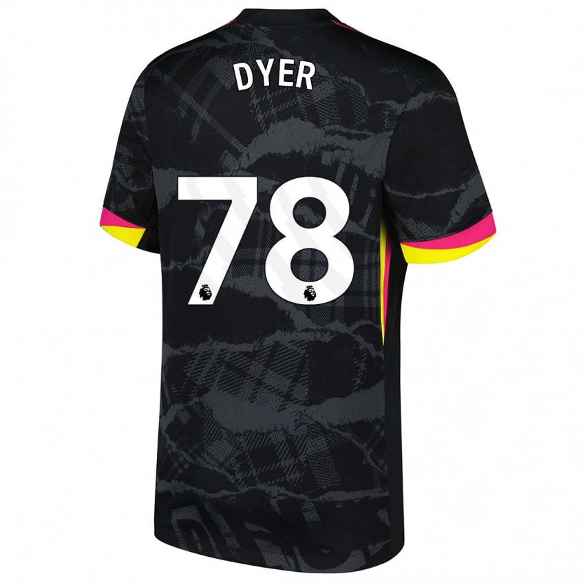 Niño Camiseta Kiano Dyer #78 Negro Rosa Equipación Tercera 2024/25 La Camisa Chile