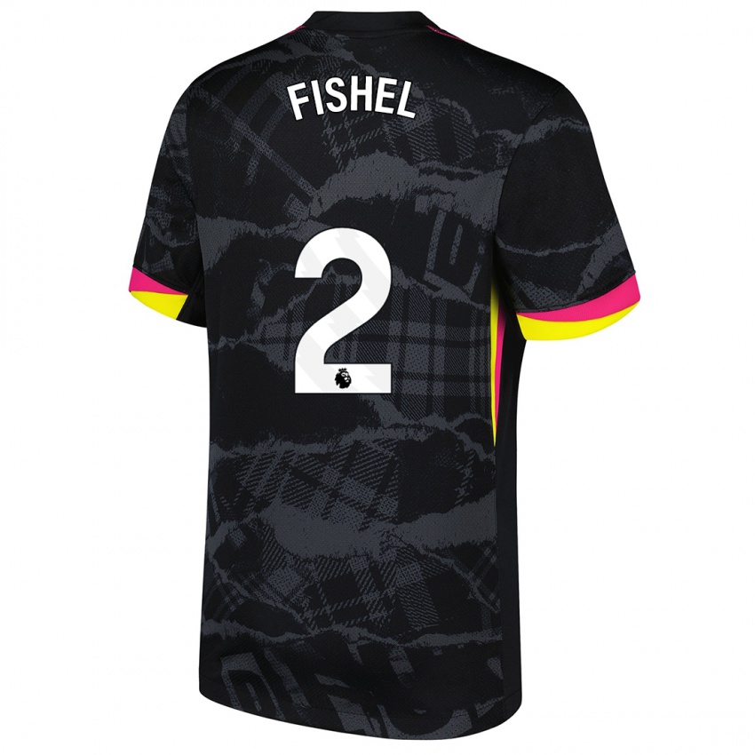 Niño Camiseta Mia Fishel #2 Negro Rosa Equipación Tercera 2024/25 La Camisa Chile