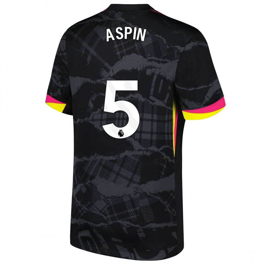 Niño Camiseta Brooke Aspin #5 Negro Rosa Equipación Tercera 2024/25 La Camisa Chile