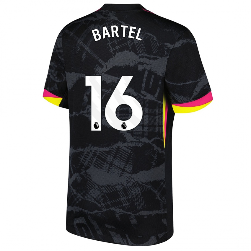 Niño Camiseta Júlia Bartel #16 Negro Rosa Equipación Tercera 2024/25 La Camisa Chile