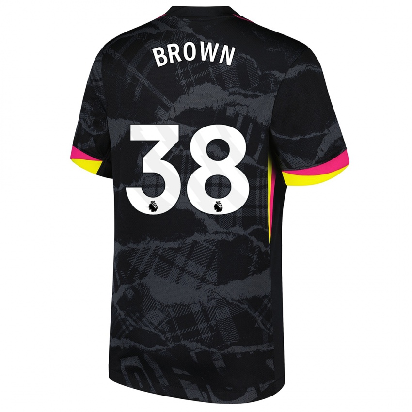 Niño Camiseta Cerys Brown #38 Negro Rosa Equipación Tercera 2024/25 La Camisa Chile