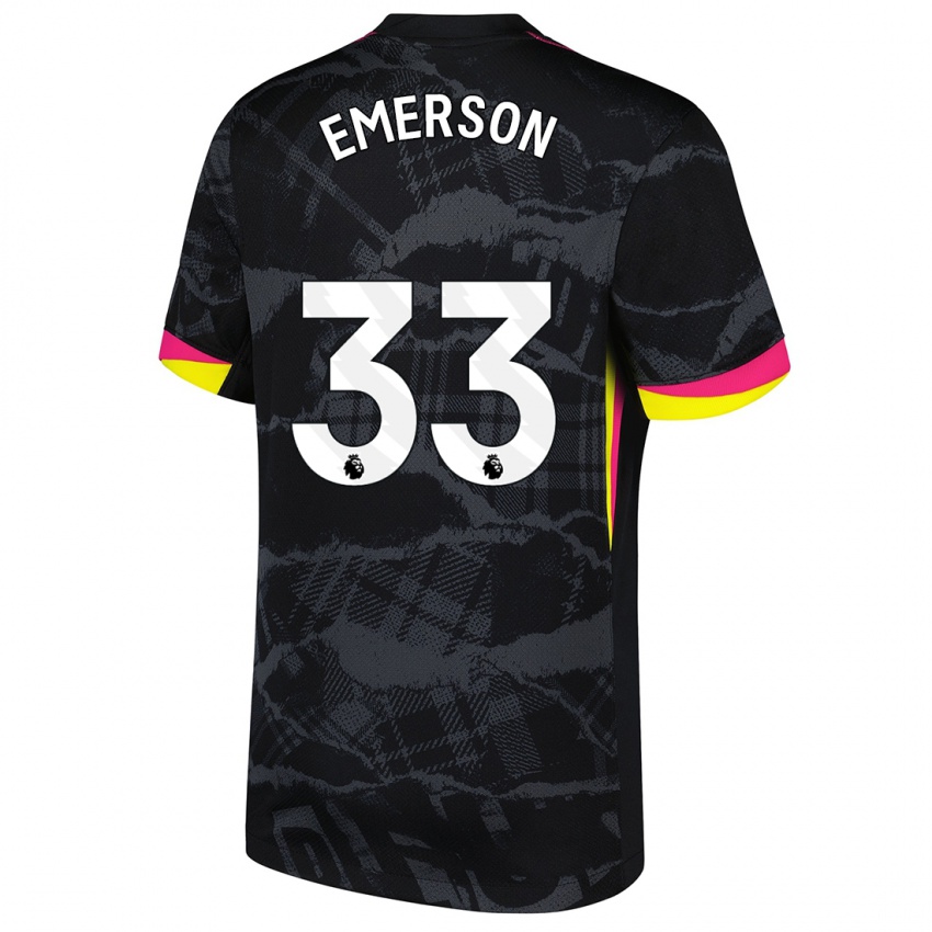 Niño Camiseta Emerson #33 Negro Rosa Equipación Tercera 2024/25 La Camisa Chile