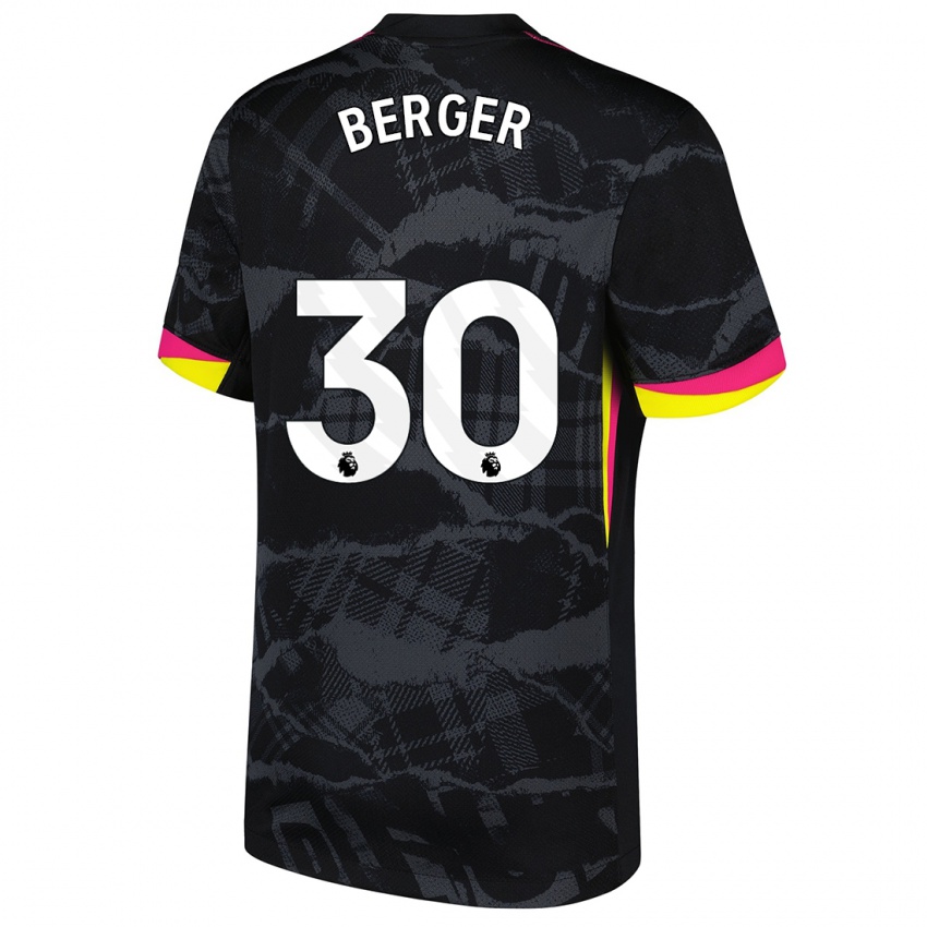 Niño Camiseta Ann-Katrin Berger #30 Negro Rosa Equipación Tercera 2024/25 La Camisa Chile