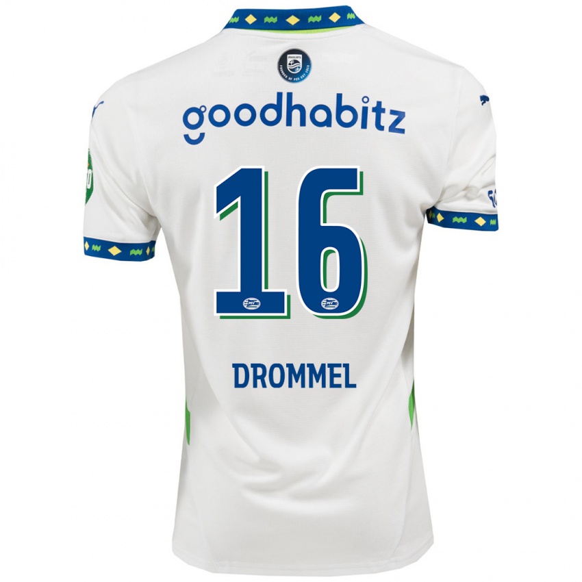 Niño Camiseta Joël Drommel #16 Blanco Azul Oscuro Equipación Tercera 2024/25 La Camisa Chile