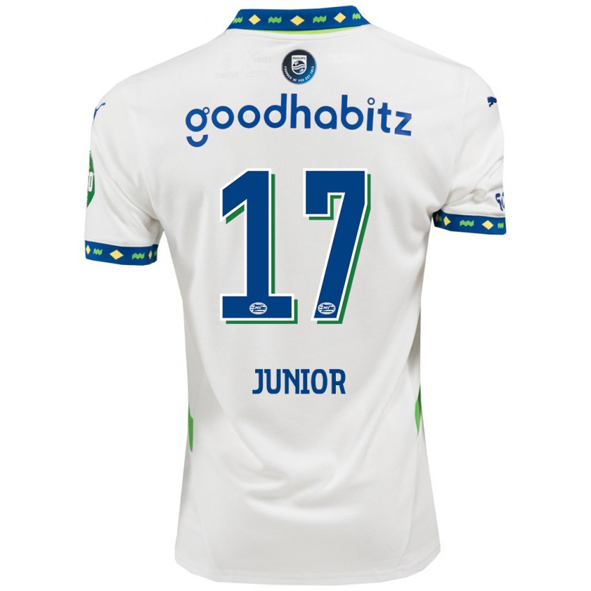 Niño Camiseta Mauro Júnior #17 Blanco Azul Oscuro Equipación Tercera 2024/25 La Camisa Chile