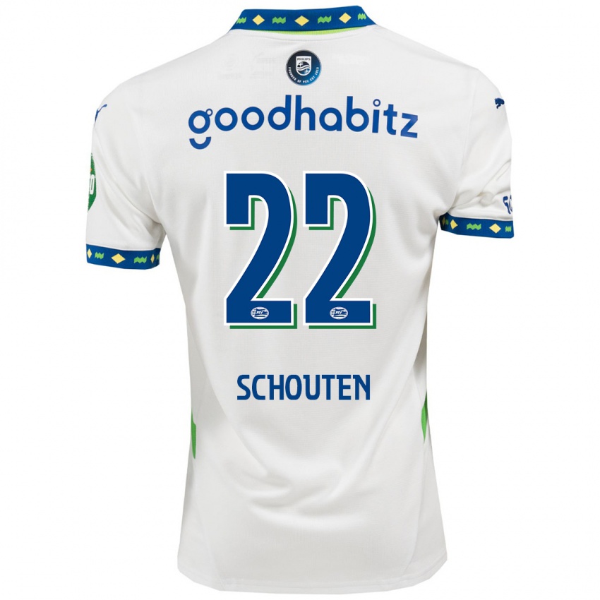 Niño Camiseta Jerdy Schouten #22 Blanco Azul Oscuro Equipación Tercera 2024/25 La Camisa Chile