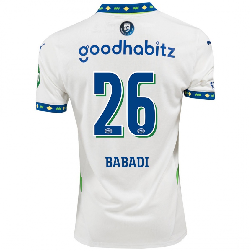 Niño Camiseta Isaac Babadi #26 Blanco Azul Oscuro Equipación Tercera 2024/25 La Camisa Chile