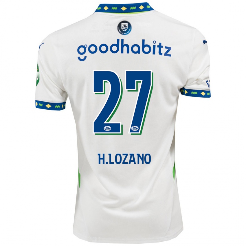 Niño Camiseta Hirving Lozano #27 Blanco Azul Oscuro Equipación Tercera 2024/25 La Camisa Chile