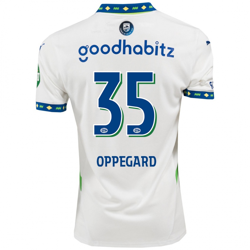 Niño Camiseta Fredrik Oppegård #35 Blanco Azul Oscuro Equipación Tercera 2024/25 La Camisa Chile