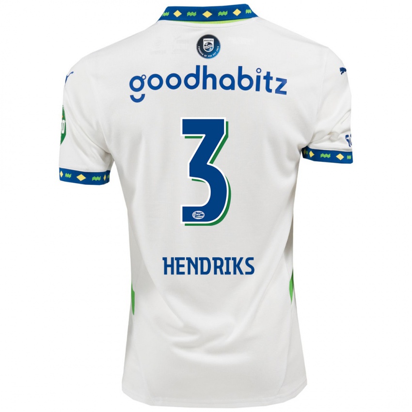 Niño Camiseta Gwyneth Hendriks #3 Blanco Azul Oscuro Equipación Tercera 2024/25 La Camisa Chile