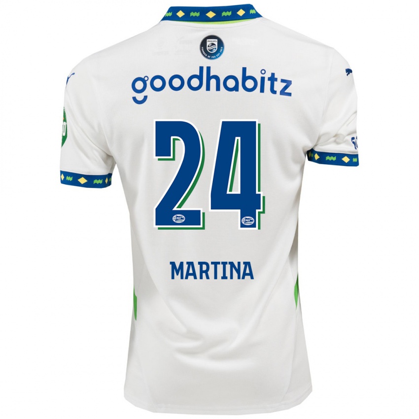 Niño Camiseta Shijona Martina #24 Blanco Azul Oscuro Equipación Tercera 2024/25 La Camisa Chile