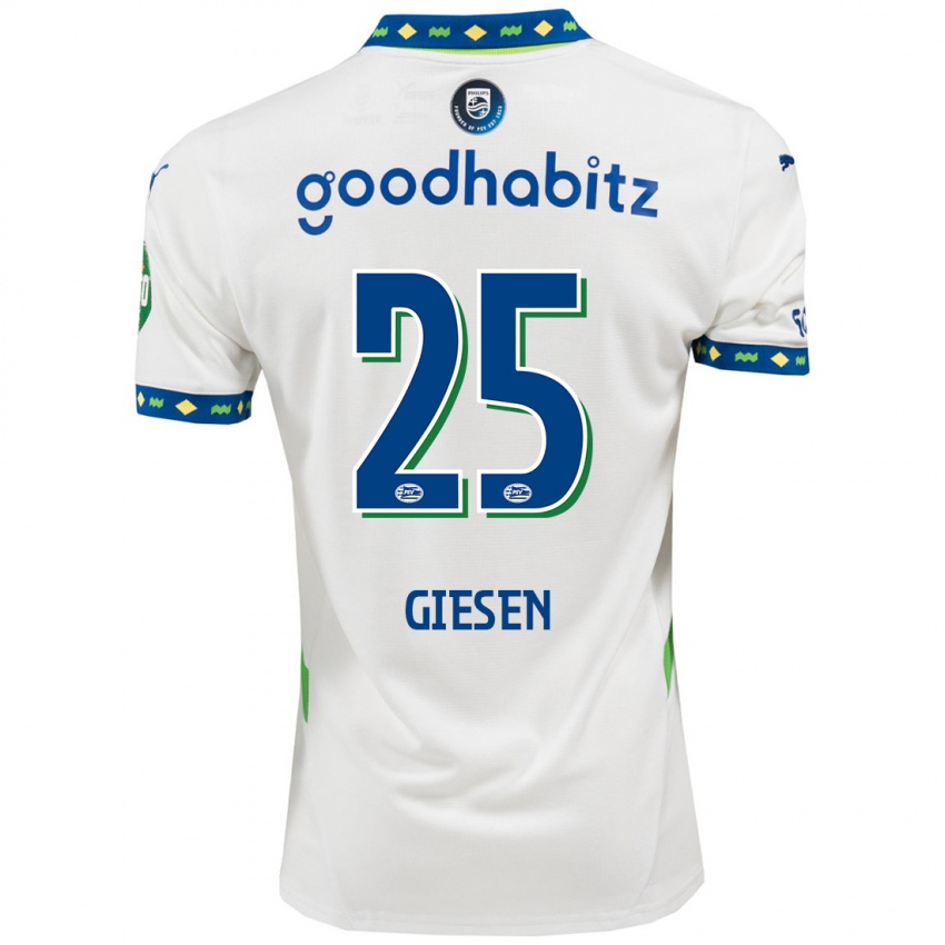 Niño Camiseta Suzanne Giesen #25 Blanco Azul Oscuro Equipación Tercera 2024/25 La Camisa Chile