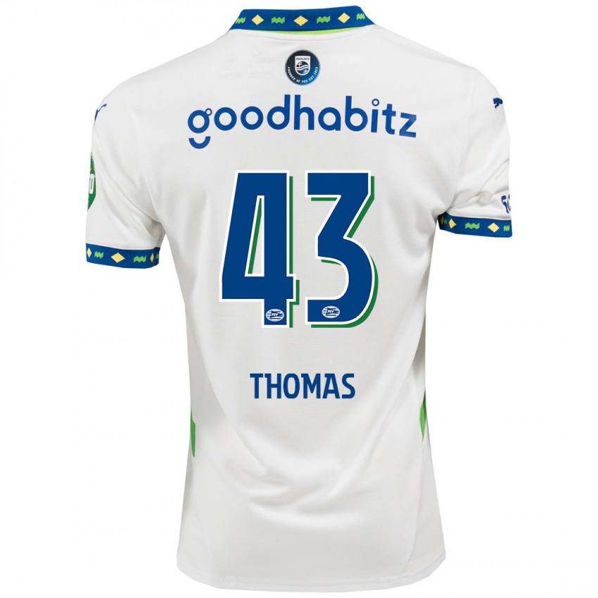 Niño Camiseta Kealyn Thomas #43 Blanco Azul Oscuro Equipación Tercera 2024/25 La Camisa Chile