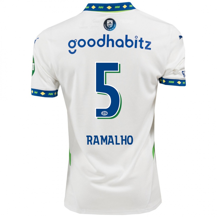 Niño Camiseta André Ramalho #5 Blanco Azul Oscuro Equipación Tercera 2024/25 La Camisa Chile