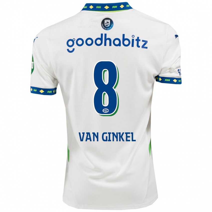 Niño Camiseta Marco Van Ginkel #8 Blanco Azul Oscuro Equipación Tercera 2024/25 La Camisa Chile