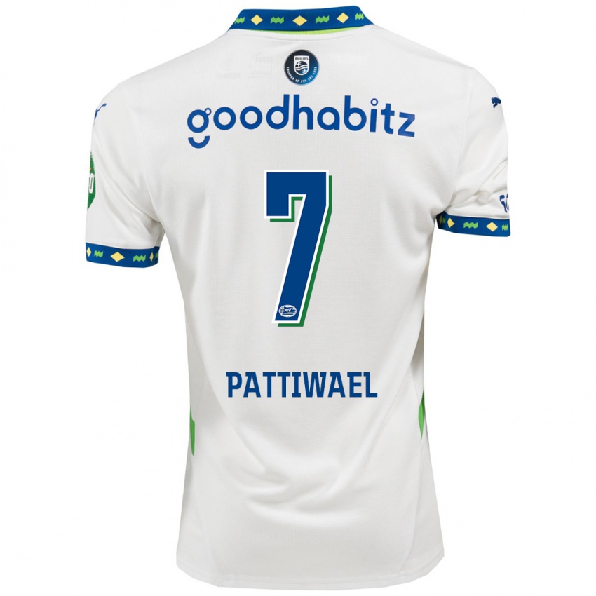 Niño Camiseta Naomi Pattiwael #7 Blanco Azul Oscuro Equipación Tercera 2024/25 La Camisa Chile