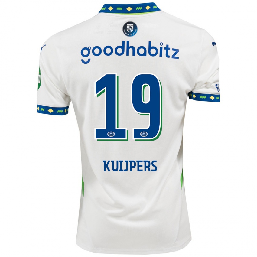 Niño Camiseta Jeslynn Kuijpers #19 Blanco Azul Oscuro Equipación Tercera 2024/25 La Camisa Chile