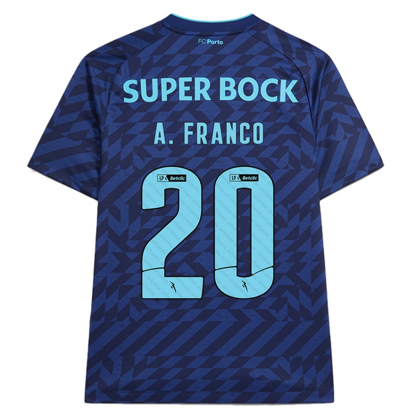 Niño Camiseta André Franco #20 Azul Marino Equipación Tercera 2024/25 La Camisa Chile