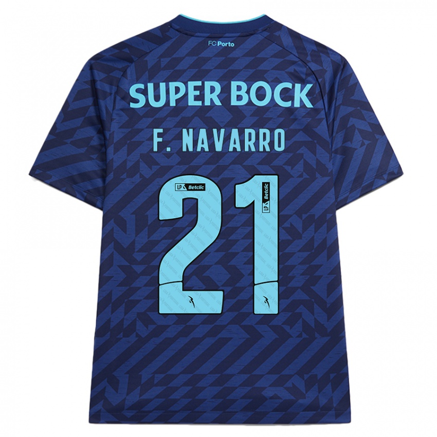 Niño Camiseta Fran Navarro #21 Azul Marino Equipación Tercera 2024/25 La Camisa Chile