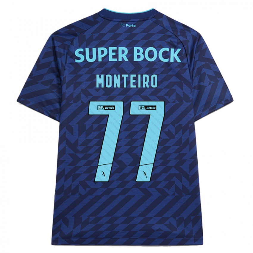 Niño Camiseta Rui Monteiro #77 Azul Marino Equipación Tercera 2024/25 La Camisa Chile