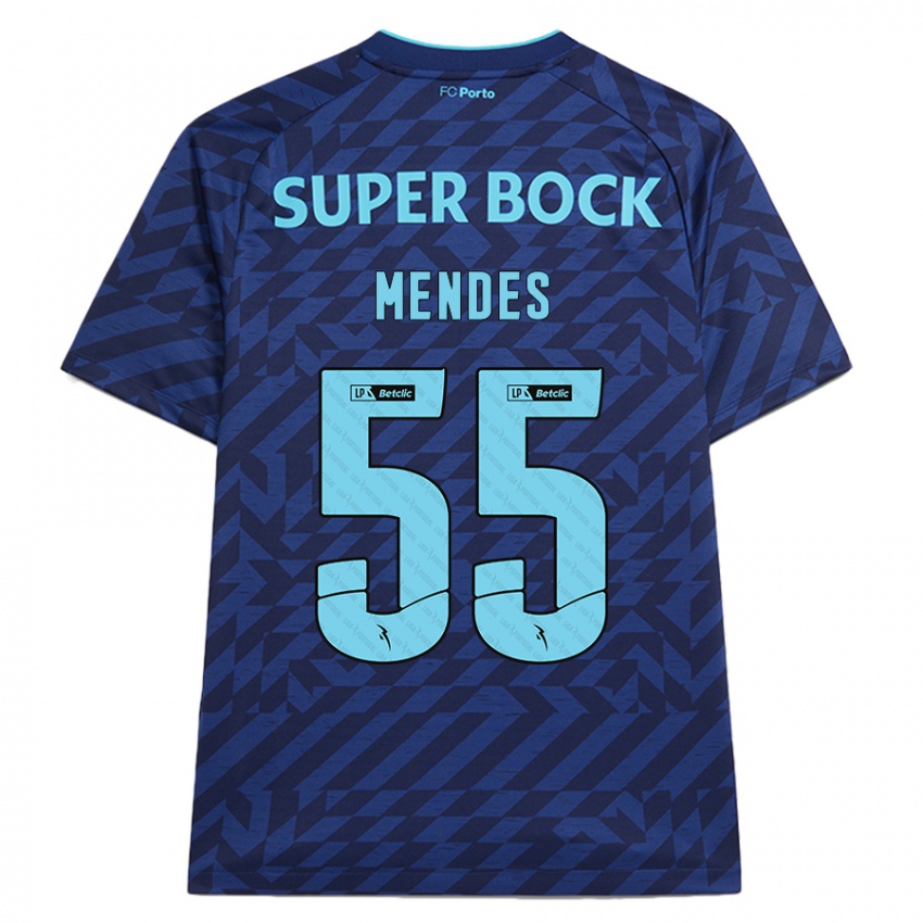 Niño Camiseta João Mendes #55 Azul Marino Equipación Tercera 2024/25 La Camisa Chile