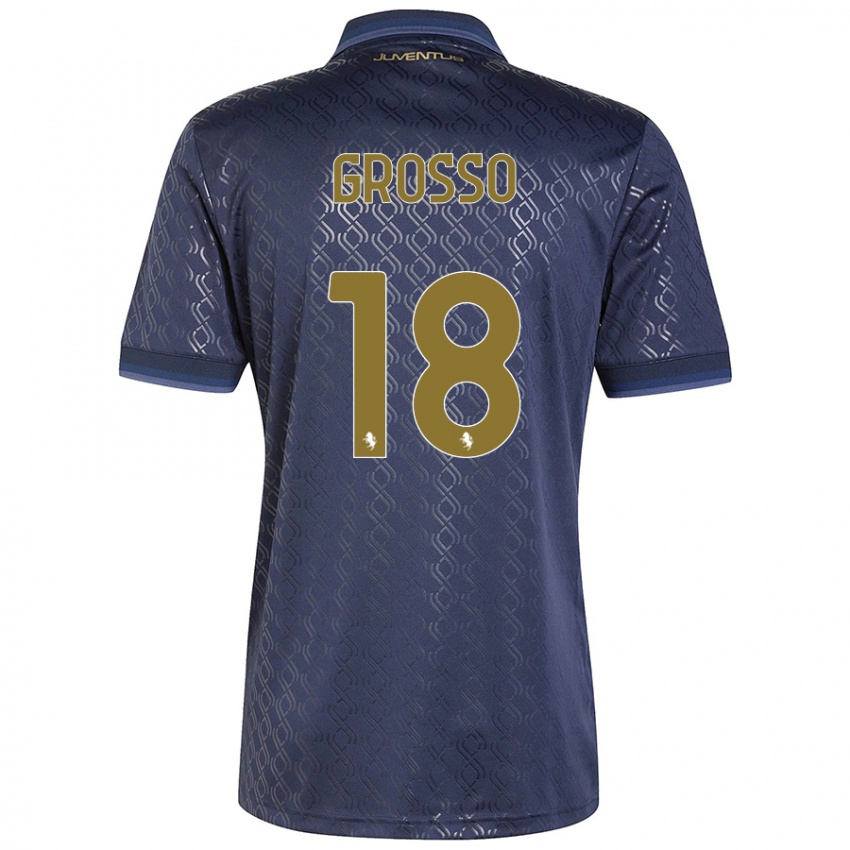 Niño Camiseta Filippo Grosso #18 Azul Marino Equipación Tercera 2024/25 La Camisa Chile