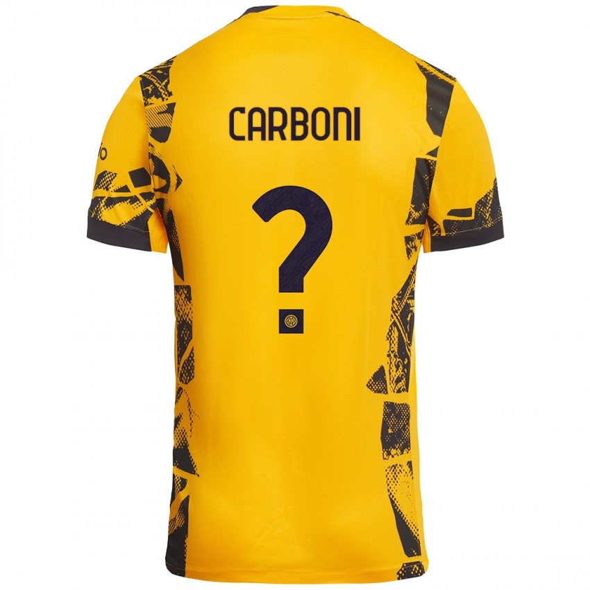 Niño Camiseta Franco Carboni #0 Dorado Negro Equipación Tercera 2024/25 La Camisa Chile