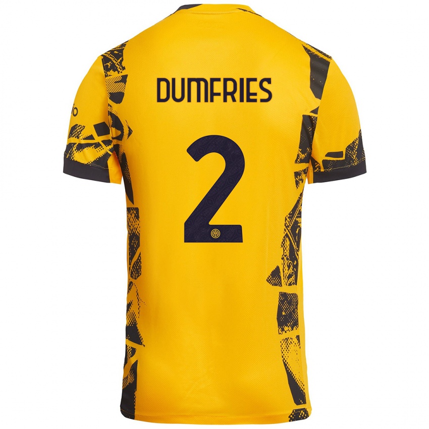 Niño Camiseta Denzel Dumfries #2 Dorado Negro Equipación Tercera 2024/25 La Camisa Chile