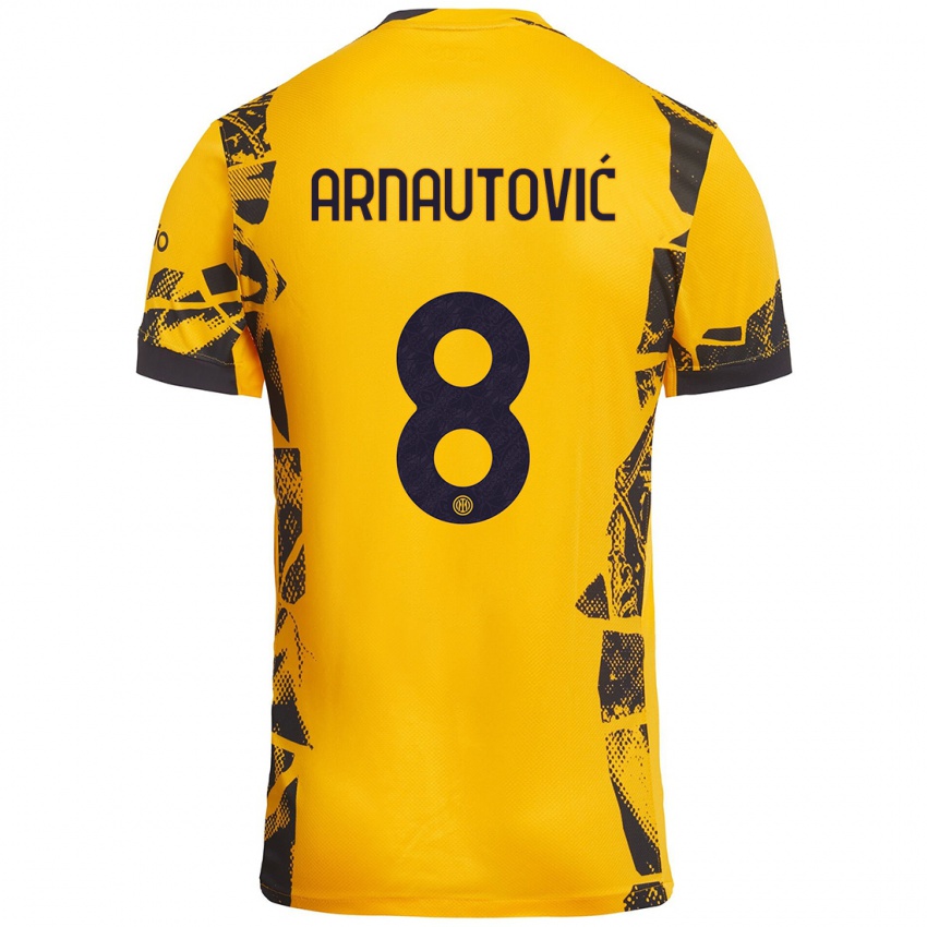 Niño Camiseta Marko Arnautovic #8 Dorado Negro Equipación Tercera 2024/25 La Camisa Chile