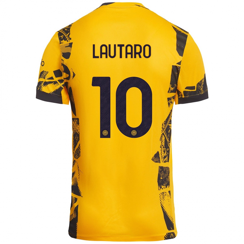 Niño Camiseta Lautaro Martínez #10 Dorado Negro Equipación Tercera 2024/25 La Camisa Chile